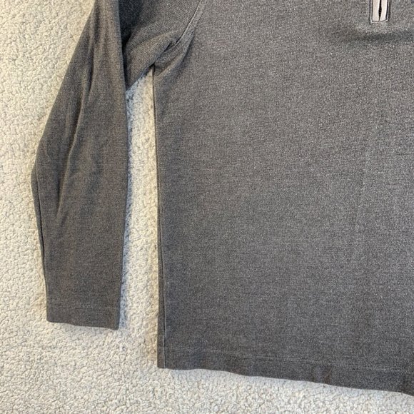 Banana Republic Sweater Mens Medium Gray Birdseye 1 Waffle Knit Pullover 1/4 Zip - Picture 7 of 12